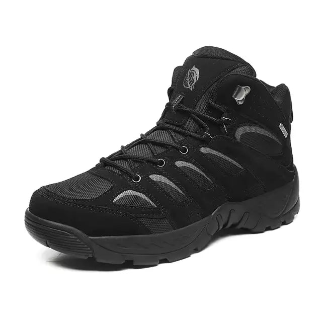 Black hiking shoes made for outdoor adventures, featuring a durable build and comfortable fit for challenging terrains.