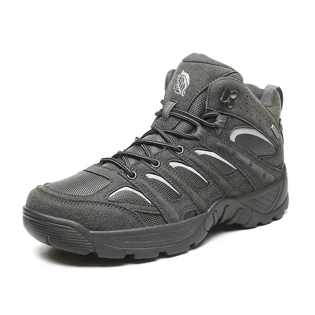 Gray hiking shoes built for outdoor adventures, combining durability and comfort for reliable performance on tough trails.