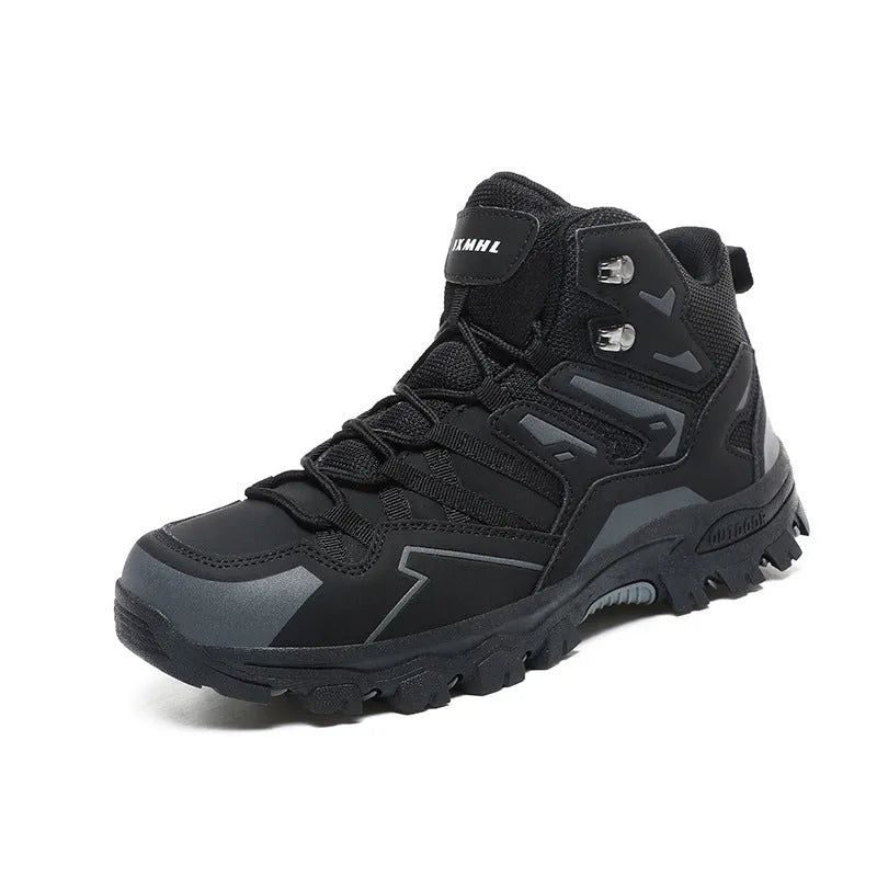 Black hiking shoes designed for all-terrain use, delivering comfort and strong grip for outdoor adventures.