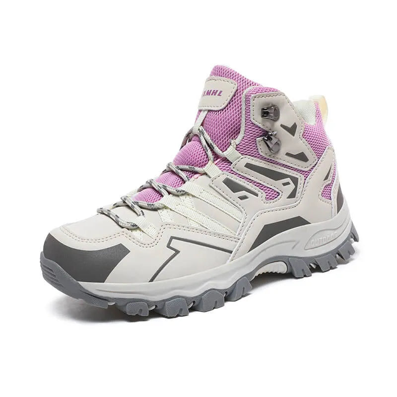 Purple hiking shoes designed for all-terrain outdoor adventures, featuring cushioned comfort and strong grip for secure movement.
